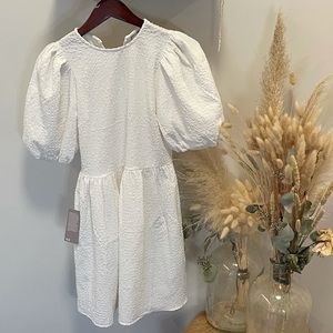 H&M white puff sleeve babydoll dress